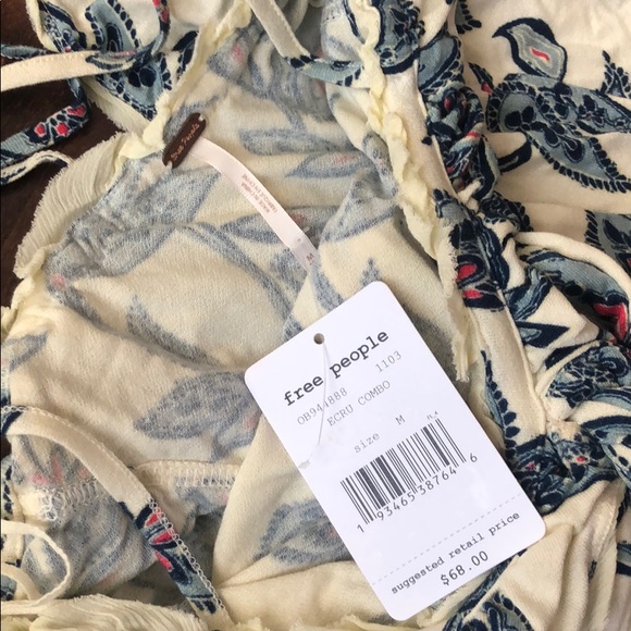 Free People Cha-Cha Off Shoulder Print Top - Picture 6 of 7